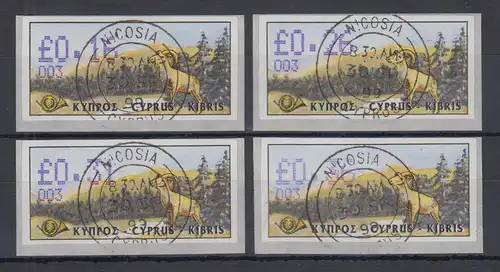 Zypern Amiel-ATM 1999 Mi-Nr. 4 Aut.-Nr. 003 Portosatz 4 Werte O