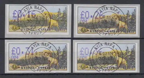 Zypern Amiel-ATM 1999 Mi-Nr. 4 Aut.-Nr. 004 Portosatz 4 Werte O