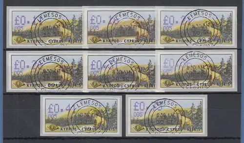 Zypern Amiel-ATM 1999 Mi-Nr. 4 Aut.-Nr. 005 Tastensatz 8 Werte O