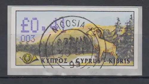 Zypern Amiel-ATM 1999  Mi-Nr. 4 Aut.-Nr. 003 Wert 0,41 gestempelt