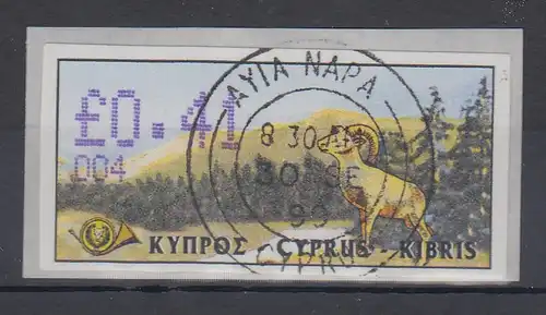 Zypern Amiel-ATM 1999  Mi-Nr. 4 Aut.-Nr. 004 Wert 0,41 gestempelt