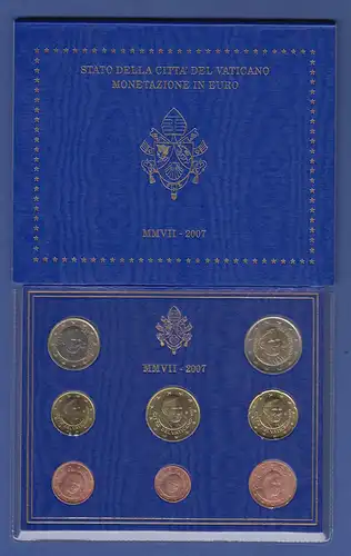 Vatikan Euro-Kursmünzensatz 2007  Papst Benedikt XVI.   Top-Zustand !