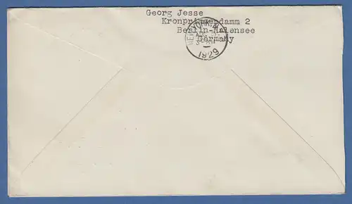 Dt. Reich Zeppelin 1.Amerikafahrt 1929 Brief nach Buffalo verzögert wg. Abbruch