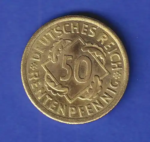 Deutsches Reich Kursmünze Weimarer Republik. Ähren, 50 Pfennig 1924 A vz !