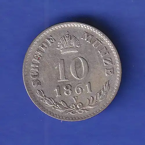 Österreich-Ungarn Kursmünze 10 Kreuzer 1861 V  