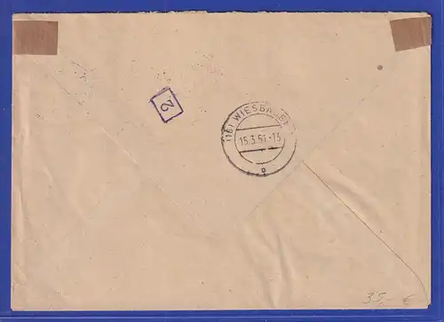 DDR 1951 Eil-Brief gelaufen von Radebeul nach Wiesbaden 