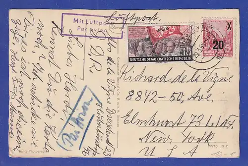 DDR 1955  Luftpost-Postkarte gelaufen von Dresden in die USA