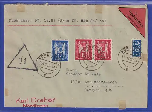 DDR- Briefmarken in Westdeutschland verwendet ! Nr.243-44 auf NN-Bf. Nördlingen
