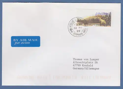 Zypern Amiel-ATM 1999, Mi-Nr. 2 Auflage B Wert 0,31 auf adressiertem FDC