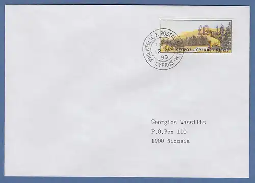 Zypern Amiel-ATM 1999 Mi-Nr. 3 Wert 0,11 auf adressiertem FDC