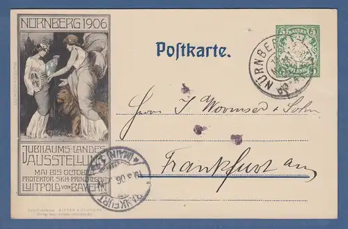 Bayern Privat-GA  Jubiläums-Ausstellung Nürnberg 1906 gel. nach Frankfurt