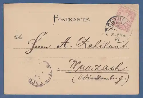 Bayern Wappen 5Pfg Mi.-Nr. 48 auf Postkarte von Sonthofen nach Wurzach