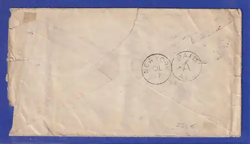 Bayern Wappen 20Pfg blau Mi.-Nr. 39c als EF auf Brief von München nach New York 
