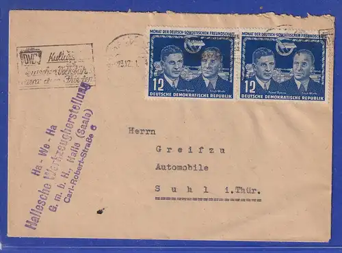 DDR 1951 Deutsch-Sowjetische Freundschaft 12Pfg Mi.-Nr. 296 MEF auf Brief