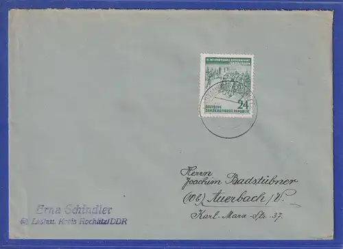 DDR 1953 Radrennen Mi.-Nr. 355 als EF auf Brief von Lastau nach Auerbach