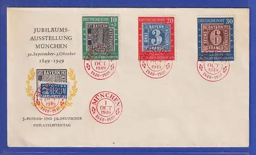 Bund 1949 100 Jahre Briefmarken Mi.-Nr. 113-15 auf Brief mit rotem Sonderstempel