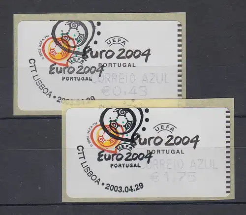 Portugal 2003 ATM Fußball EM Euro 2004 Mi-Nr. 42.1.Z2 Satz 2 Werte ET-O