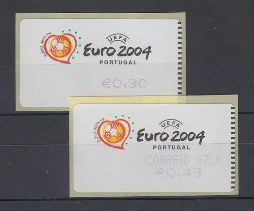Portugal 2003 ATM Fußball EM Euro 2004 Mi-Nr. 42.1. je eine ATM Z1 und Z2 **