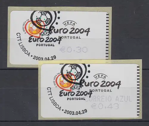 Portugal 2003 ATM Fußball EM Euro 2004 Mi-Nr. 42.1. je eine ATM Z1 und Z2 ET-O