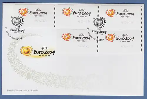 Portugal 2003 ATM Fußball EM Euro 2004 Mi-Nr. 42.1.Z1 Satz 5 Werte auf FDC