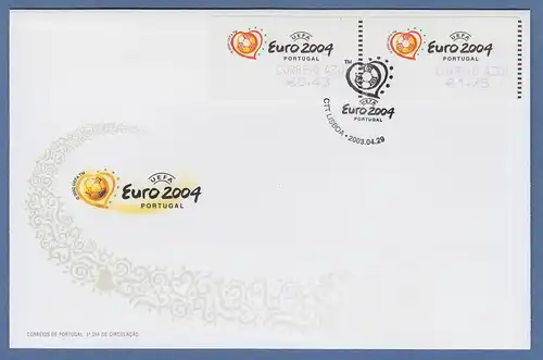 Portugal 2003 ATM Fußball EM Euro 2004 Mi-Nr. 42.1.Z2 Satz 2 Werte auf FDC