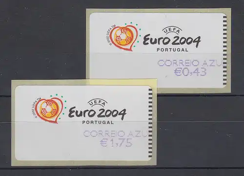 Portugal 2003 ATM Fußball EM Euro 2004 Mi-Nr. 42.3.Z2 Satz 2 Werte **