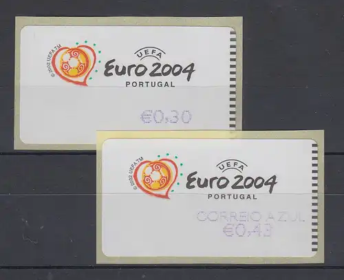 Portugal 2003 ATM Fußball EM Euro 2004 Mi-Nr. 42.3. je eine ATM Z1 und Z2 **