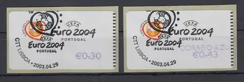 Portugal 2003 ATM Fußball EM Euro 2004 Mi-Nr. 42.3. Z1 und Z2 je mit ET-O