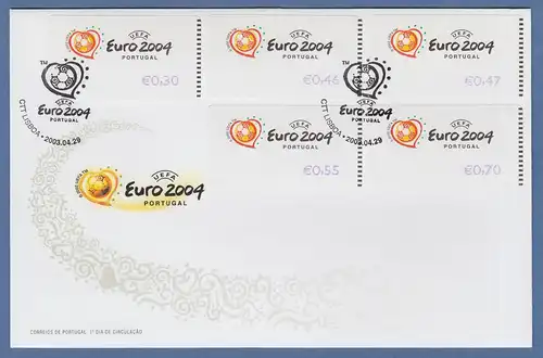 Portugal 2003 ATM Fußball EM Euro 2004 Mi-Nr. 42.3.Z1 Satz 5 Werte auf FDC