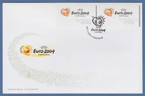 Portugal 2003 ATM Fußball EM Euro 2004 Mi-Nr. 42.3.Z2 Satz 2 Werte auf FDC