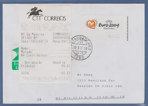Portugal 2003 ATM Fußball EM Euro 2004 Mi-Nr. 42.3.Z1 Wert €0,62 auf FDC mit AQ