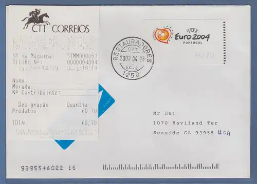 Portugal 2003 ATM Fußball EM Euro 2004 Mi-Nr. 42.3.Z1 Wert €0,70 auf FDC mit AQ