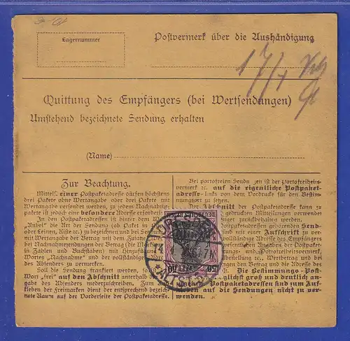 Dt. Reich 1 Mark Mi-Nr. 94IIB und Mi.-Nr. 91II auf Paketkarte aus Dresden, 1915