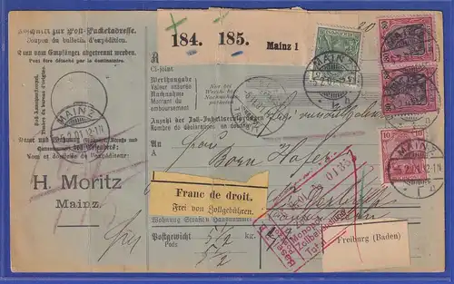 Dt. Reich Germania 50 Pfg Mi.-Nr. 76 als MEF auf Paketkarte aus Chemnitz nach CH