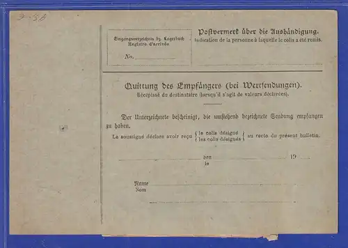 Dt. Reich Germania Mi.-Nr. 90I MEF auf Paketkarte aus Strassburg nach CH 1907