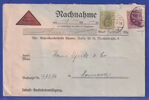 Dt. Reich Germania 50Pfg Type I Mi.-Nr. 146 I in MIF auf NN-Brief aus Berlin