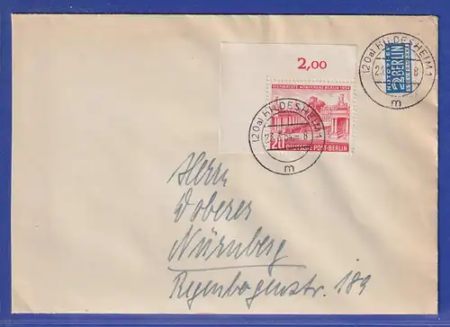 Berlin 1954 Viermächte-Konferenz Mi-Nr 116 Eckrandstück auf Brief aus Hildesheim
