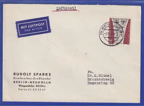 Berlin Luftbrücken-Denkmal Mi.-Nr. 188  EF auf Lp-Brief nach Braunschweig 1959