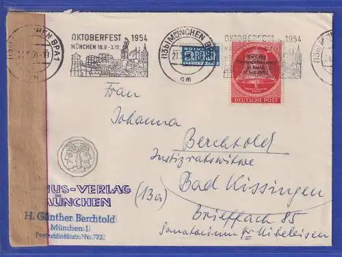 Berlin Mi.-Nr. 118 auf aus München mit Masch.-Werbe-Stempel OKTOBERFEST 1954