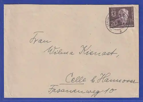 Berlin Ernst Reuter 20Pfg. Mi.-Nr. 115 auf Brief n. Celle vom 11.3.54