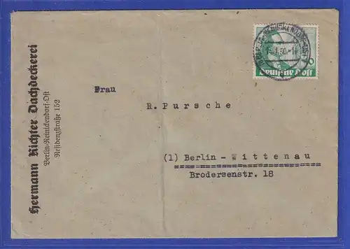 Berlin Goethe 10Pfg Mi.-Nr. 61 als EF auf Berliner Ortsbrief, O 1.1.50