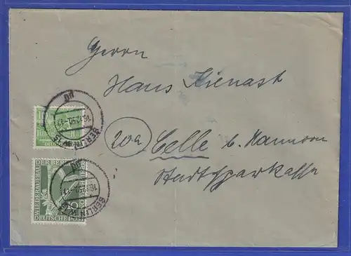 Berlin Philarmoniker 10 Pfg Mi.-Nr. 72 in MIF auf Brief nach Celle