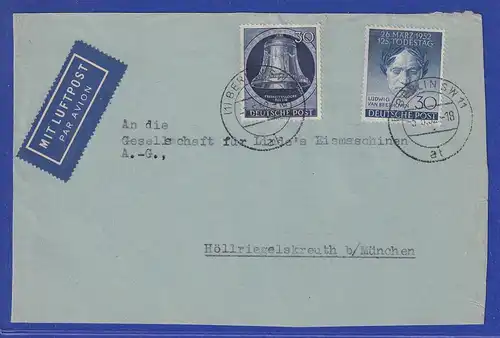 Berlin Mi.-Nr. 85 und 87 sauber gest. BERLIN SW11 3.5.52 auf Briefvorderseite