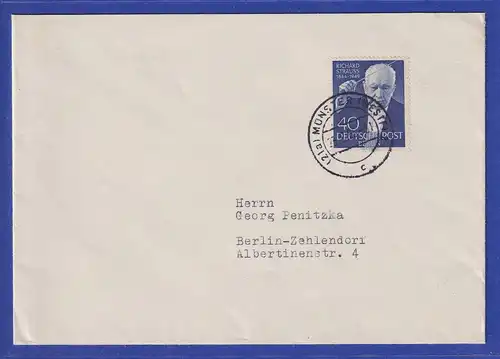 Berlin Richard Strauss 40Pfg. Mi.-Nr. 124 auf Brief von Münster nach Berlin 1955