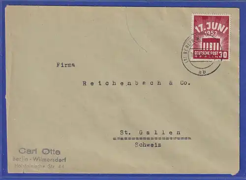 Berlin 1953 17.Juni Mi.-Nr. 111 als EF auf Auslandsbrief nach St.Gallen CH 