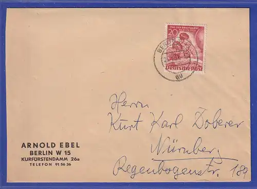 Berlin 1951 Tag der Briefmarke Mi.-Nr. 81 auf Brief von Berlin nach Nürnberg