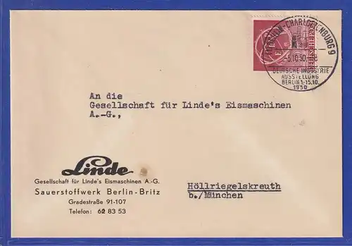 Berlin 1950 Marshallplan Mi.-Nr. 71 mit So.-O Industrie-Ausstellung auf Brief