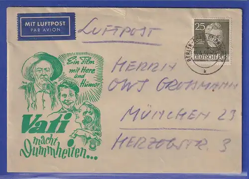 Berliner Männer 25Pfg Schinkel Mi-Nr. 98 auf Brief nach München, 1954