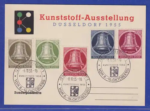 Berlin Mi-Nr. 82-86 kpl. Satz auf Karte Kunststoff-Ausstellung Düsseldorf 1955