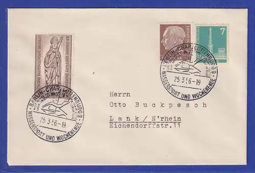 Berlin Mi-Nr. 132 und135 mit So.-O Wassersport und Wochenende 25.3.1956